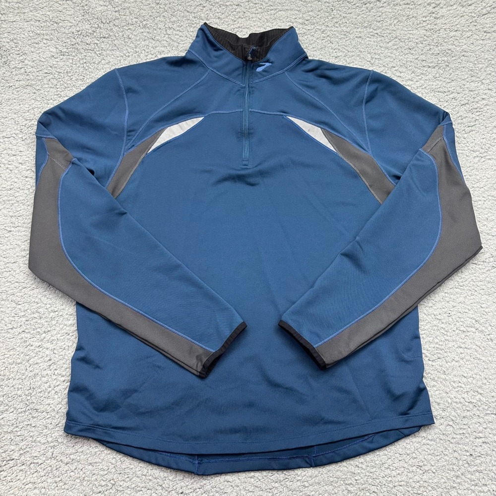 Brooks ML630‎ Mens Large Blue Equilibrium X-Static 1/4 Zip Running Shirt SHM-F07